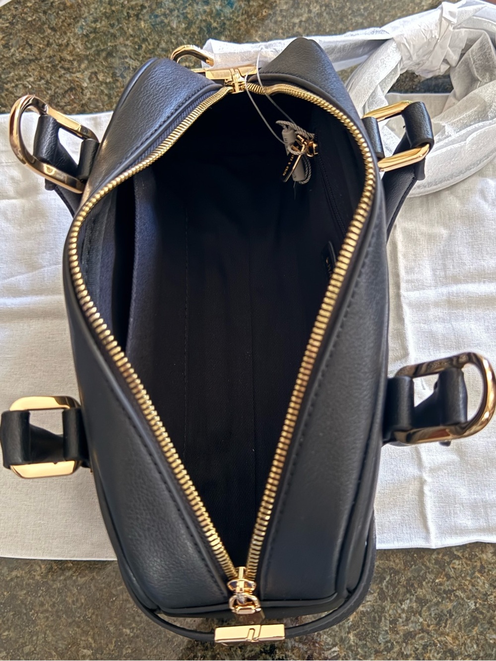 Charles & Keith Scottie Black Bowling Bag Recycled Leather Crossbody Tik Tok - Picture 7 of 16